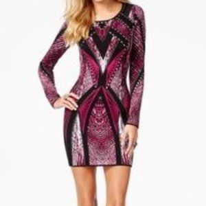 GUESS Embellished Printed Bodycon Dress